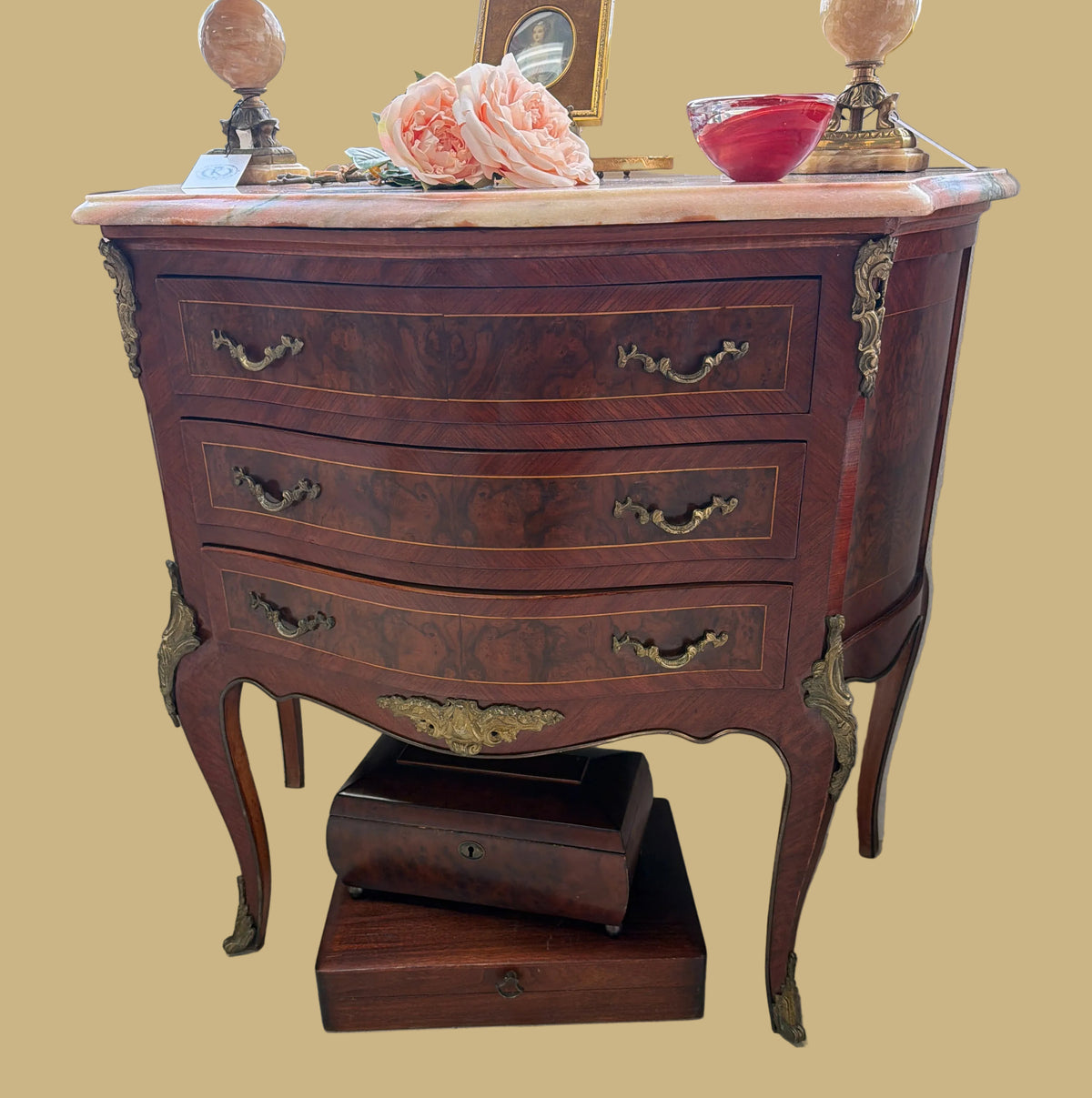 French Style Bombe with Pink Marble Top