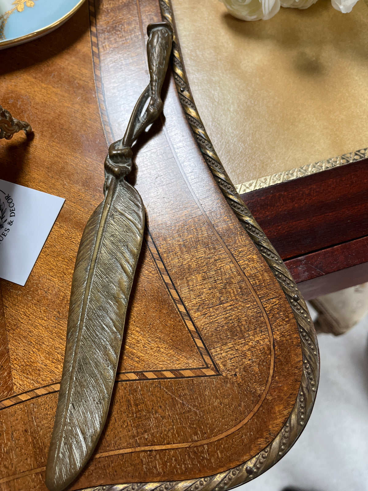 Vintage Brass Claw & Feather Letter Opener