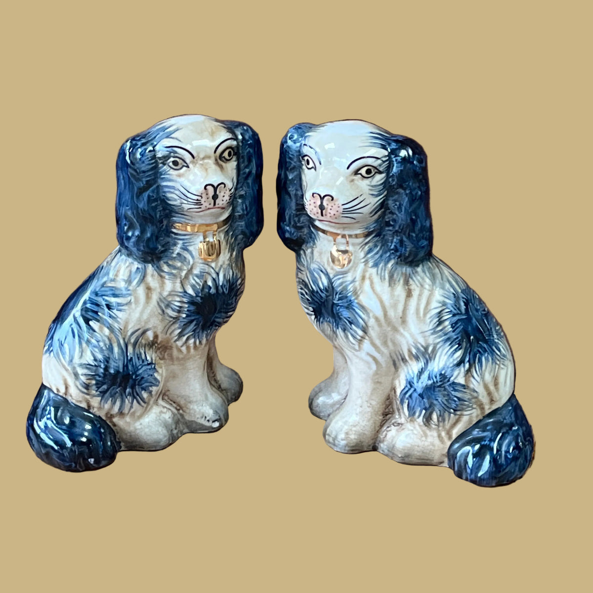 Hand Painted Staffordshire Spaniels, Pair