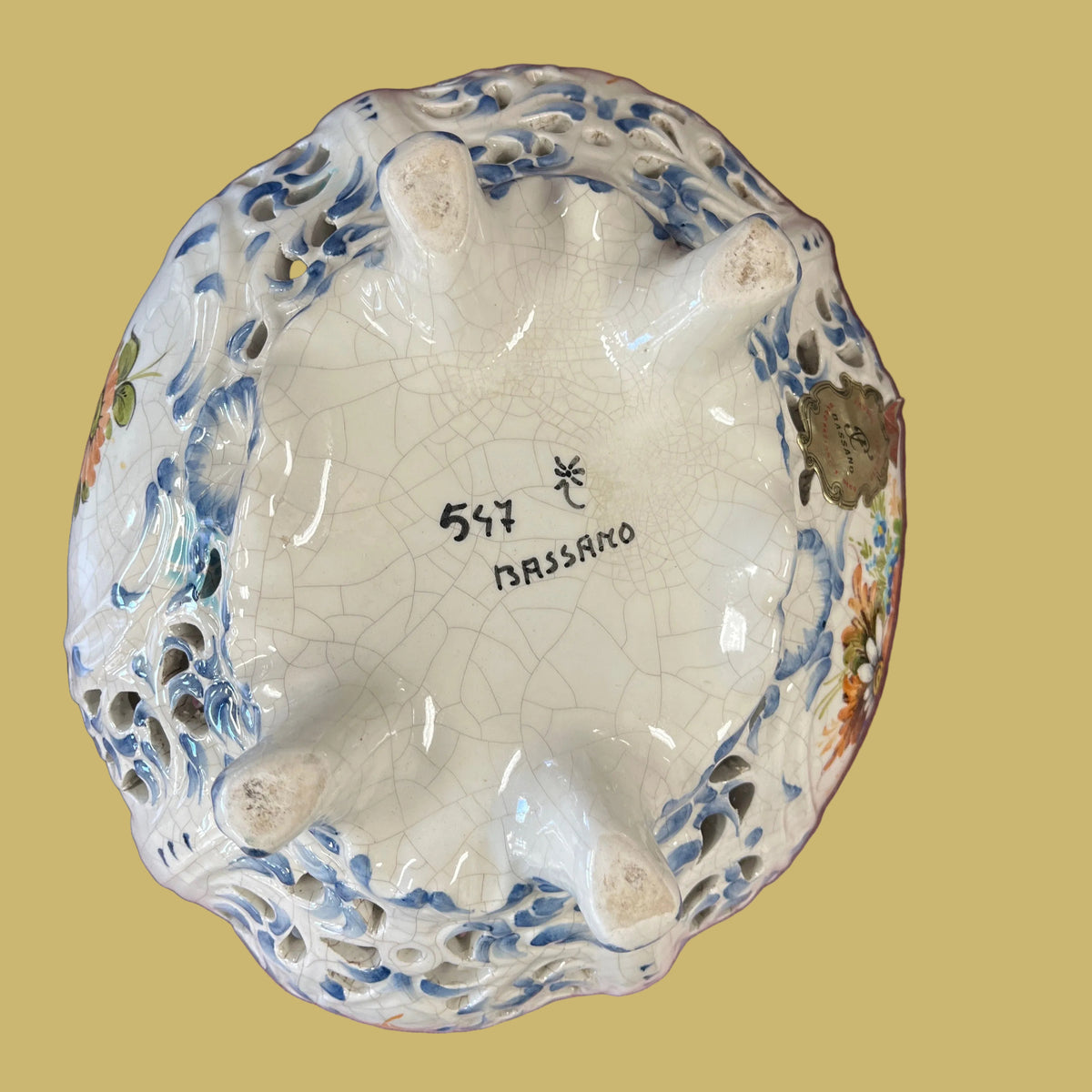 Hand-Painted Italian Footed Potpourri Jar by Bravado Cecchetto