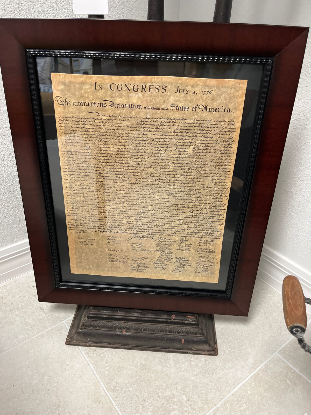 Vintage Declaration of Independence in Ornate Frame