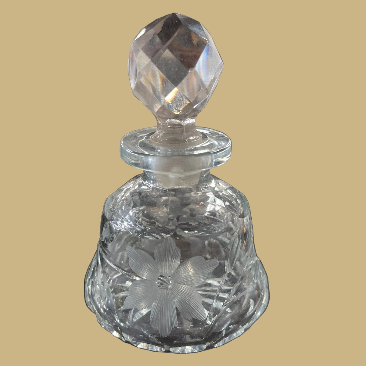 Etched Perfume Bottle w/Flowers