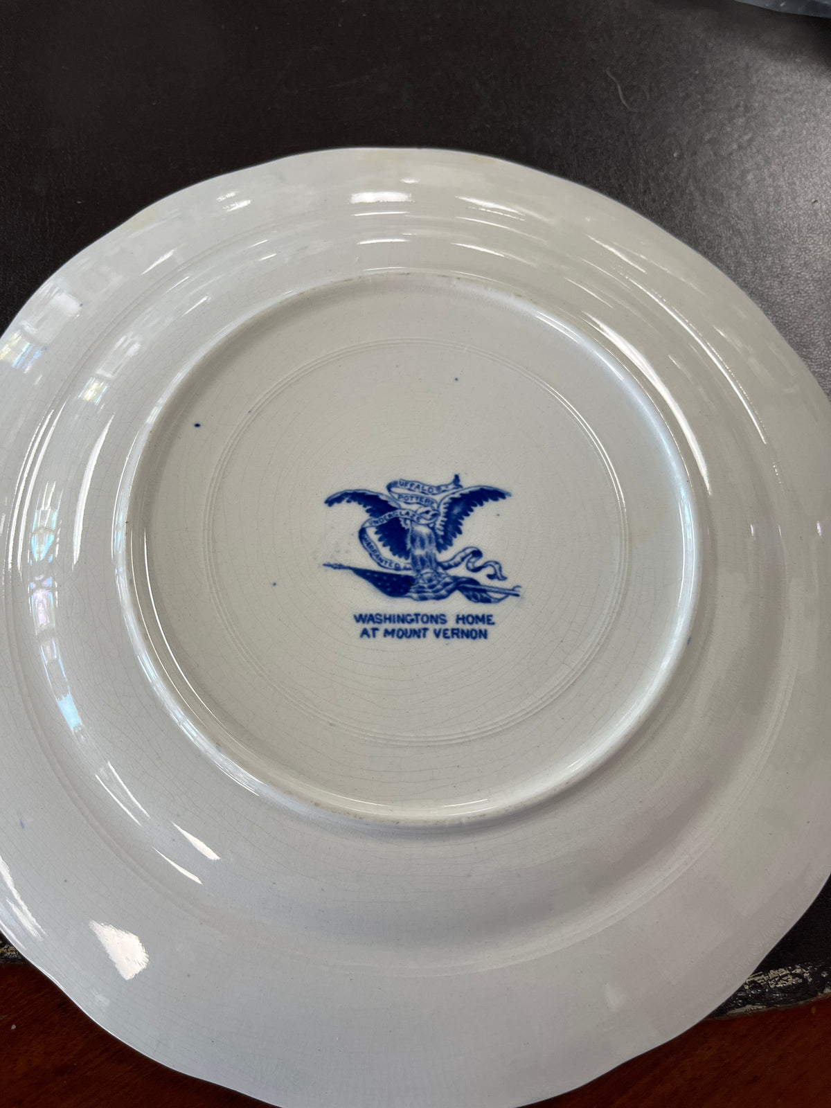 B&W Transferware Plate Depicting Mount Vernon