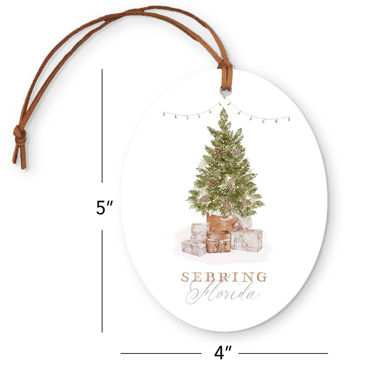 Oval Ornament-Cottage Tree Sebring Florida: White/ Regular