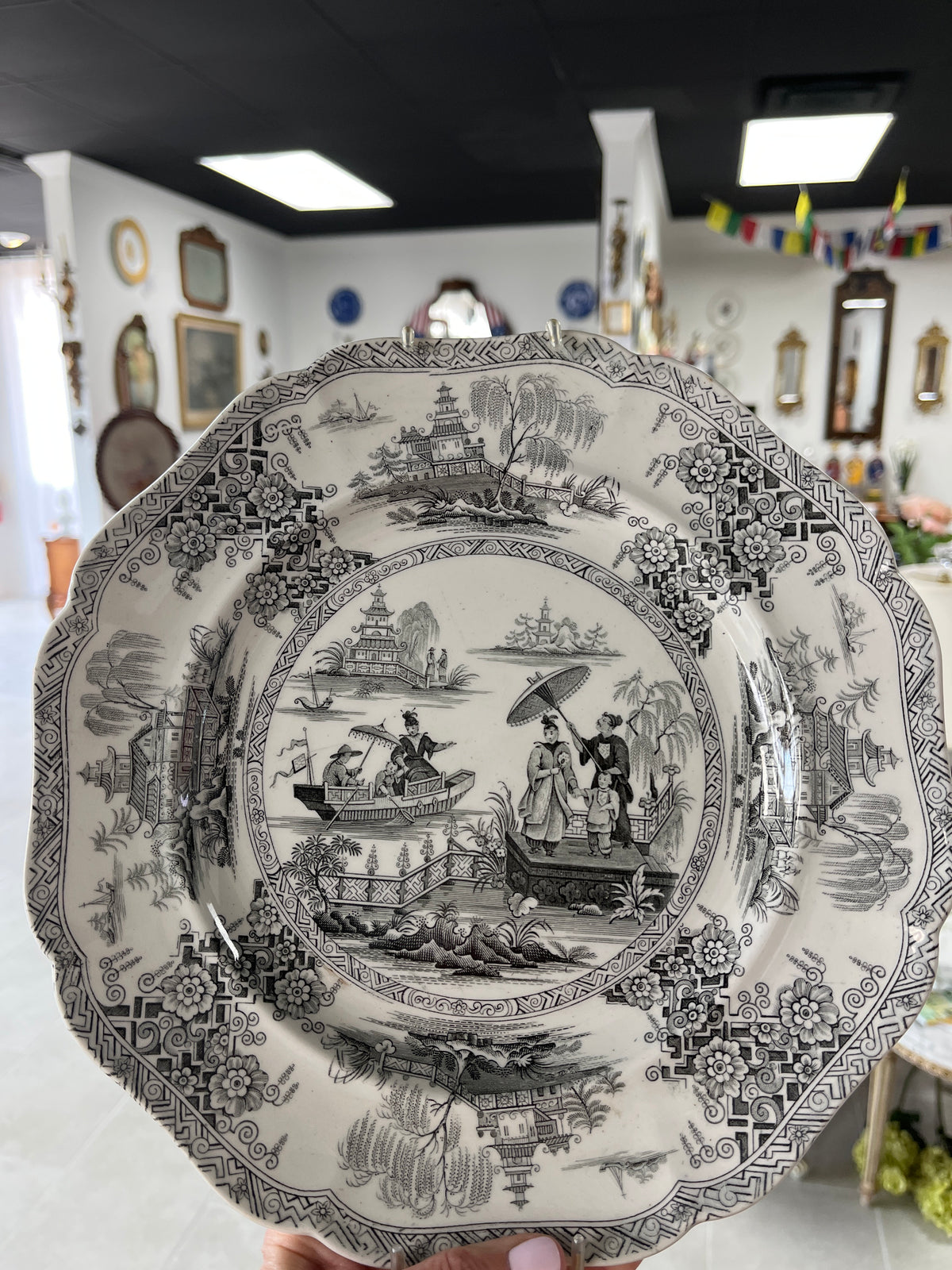 Transferware plate in the Napier pattern