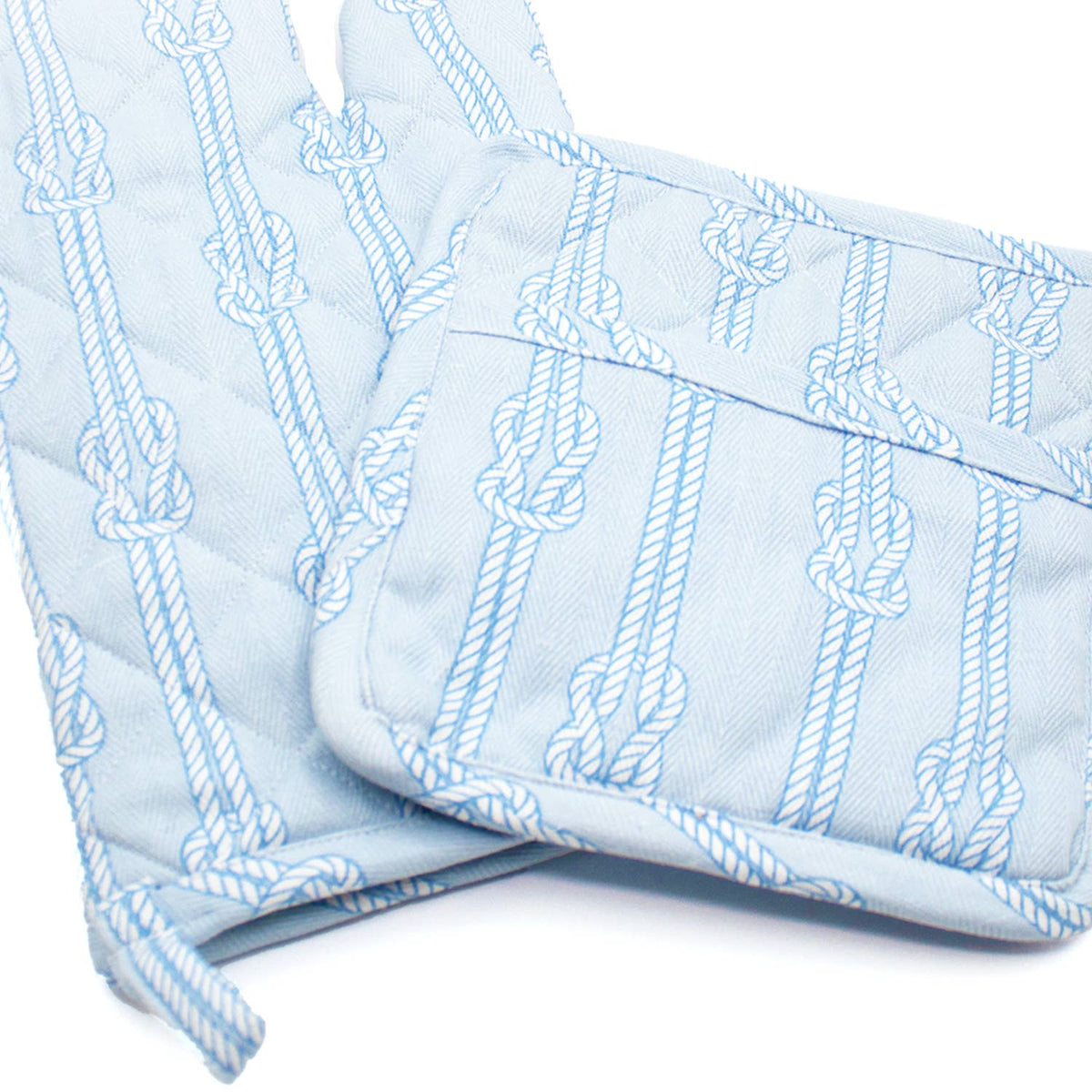 Nautical Knot Cotton Oven Mitt & Potholder Set