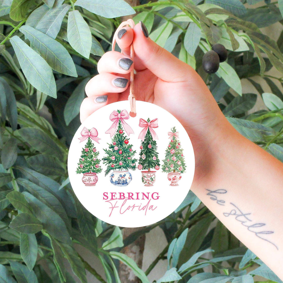 4" Round Ornament-Blush & Baubles Sebring Florida: White/Regular