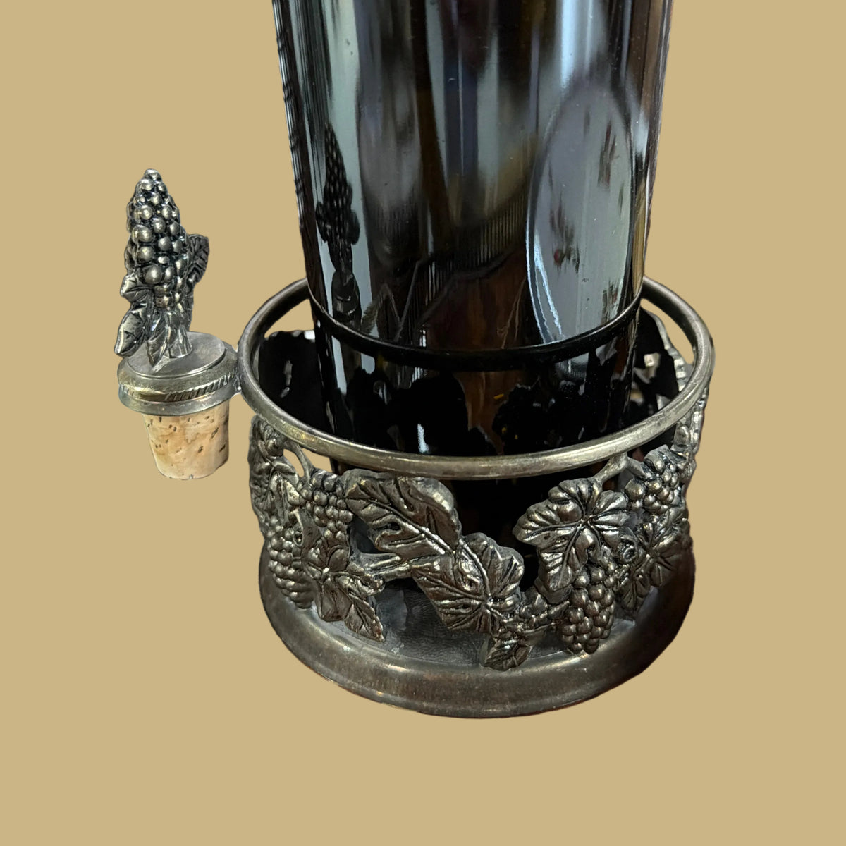 Vintage Wine Bottle Coaster with Matching Stopper
