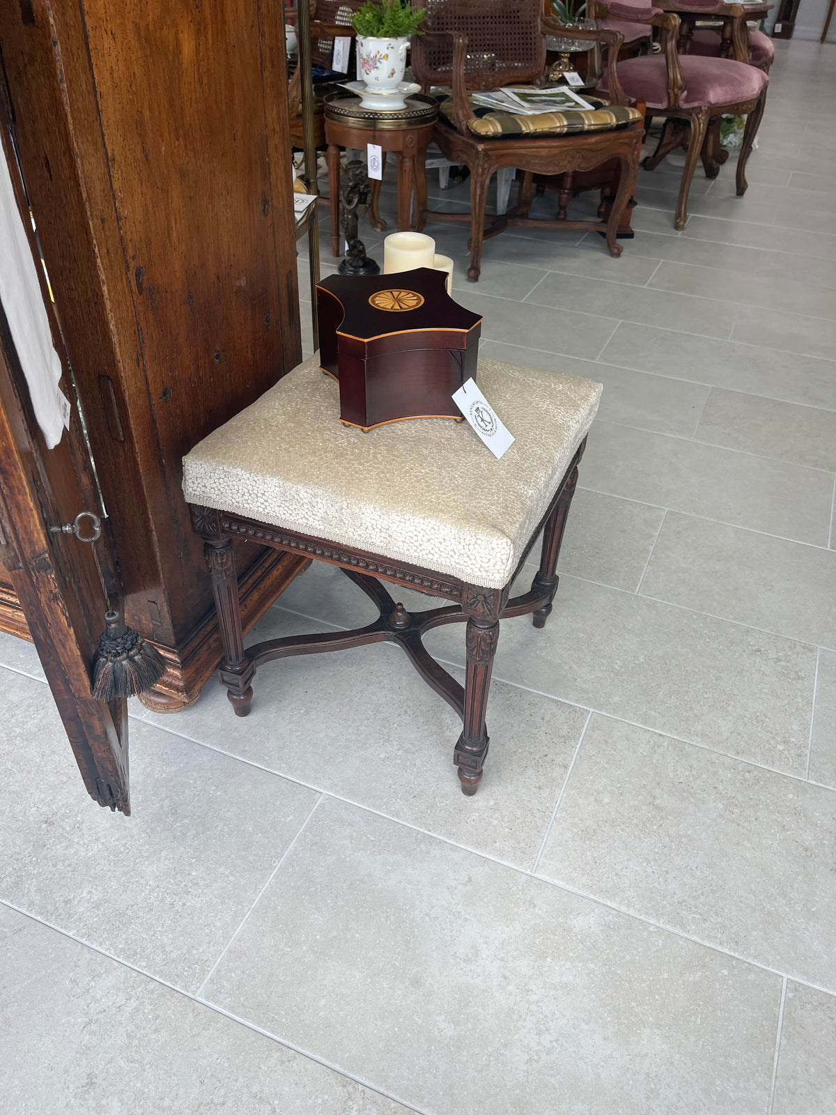 Antique French Louis XVI Style Carved Stool