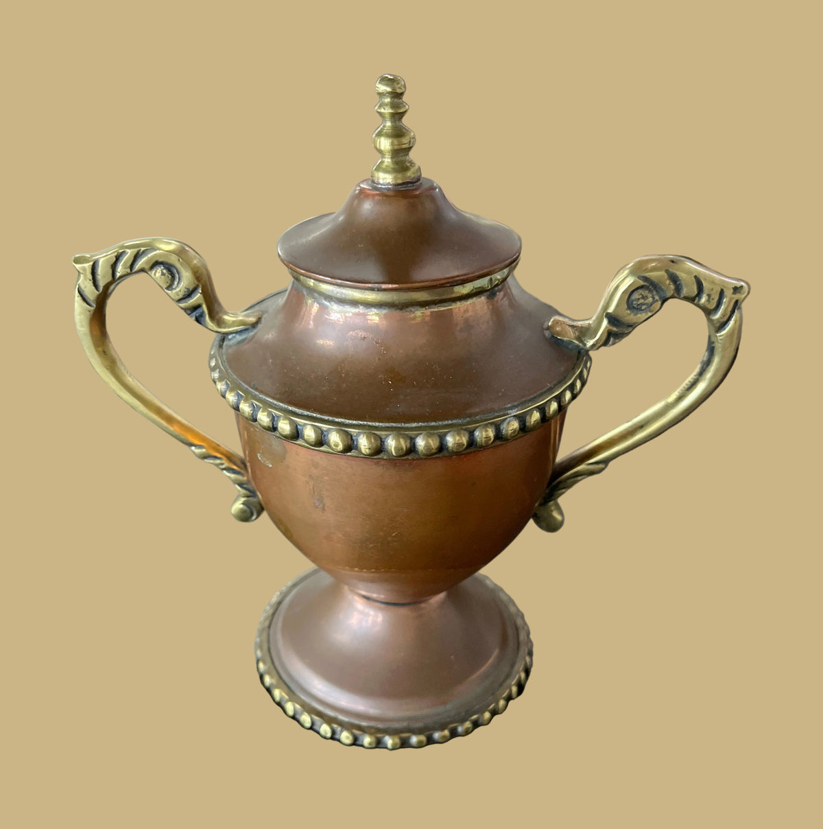 Copper Urn w/Ornate Brass Handles