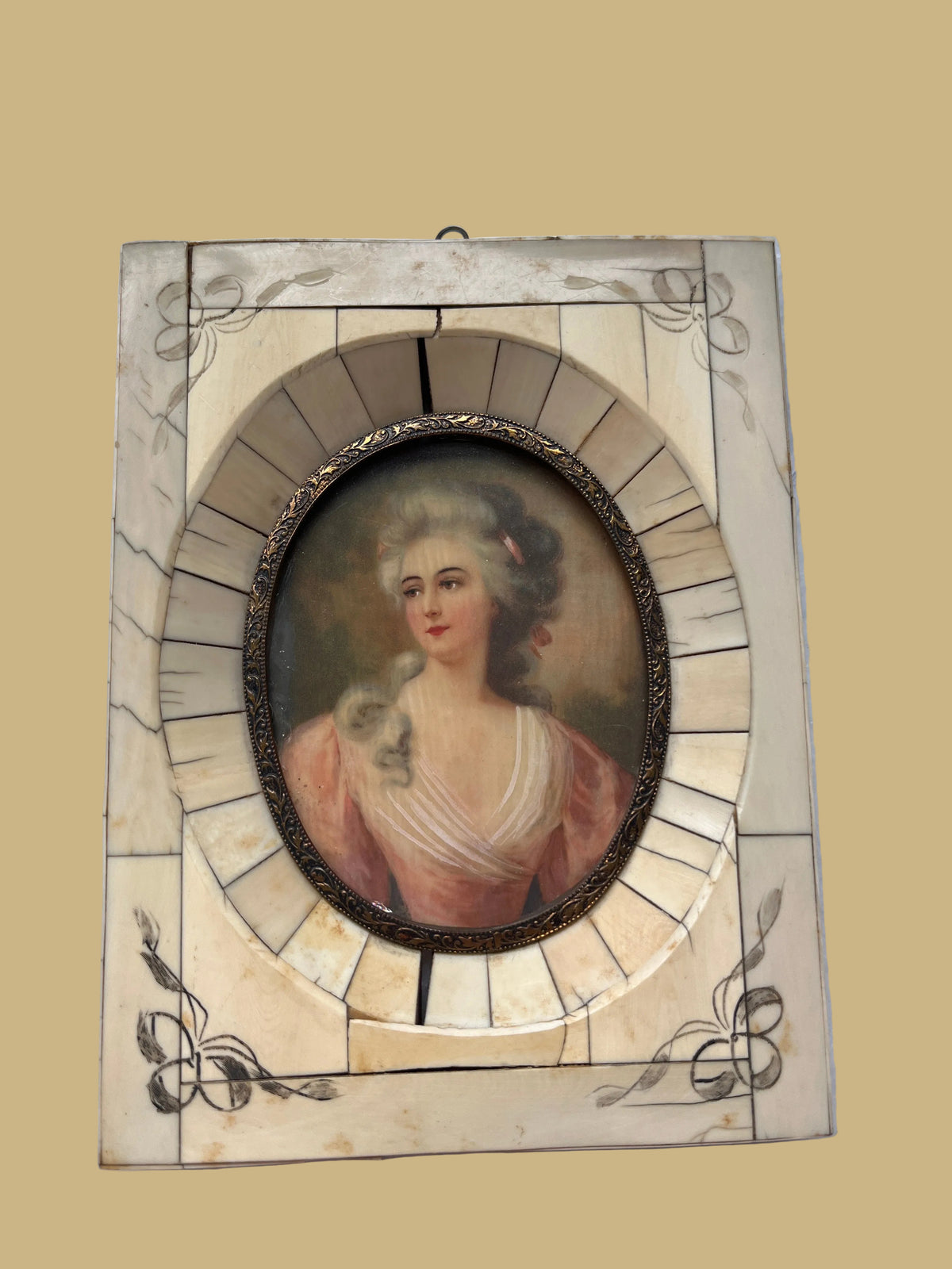Antique Miniature French Hand Painted Portrait