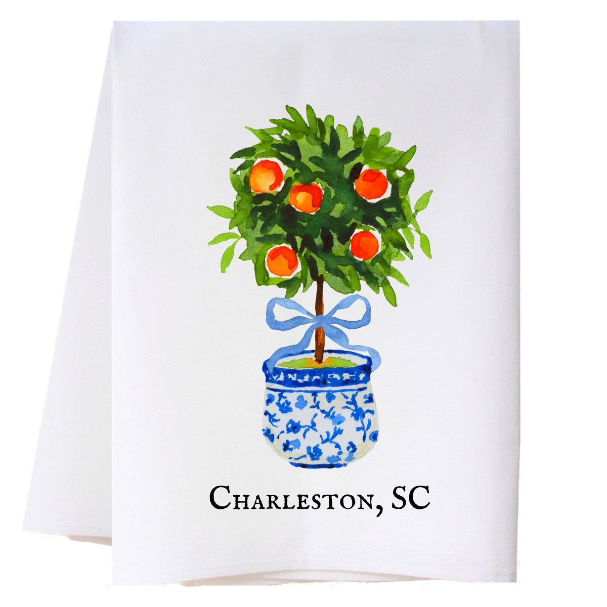 Orange Topiary Kitchen Towel