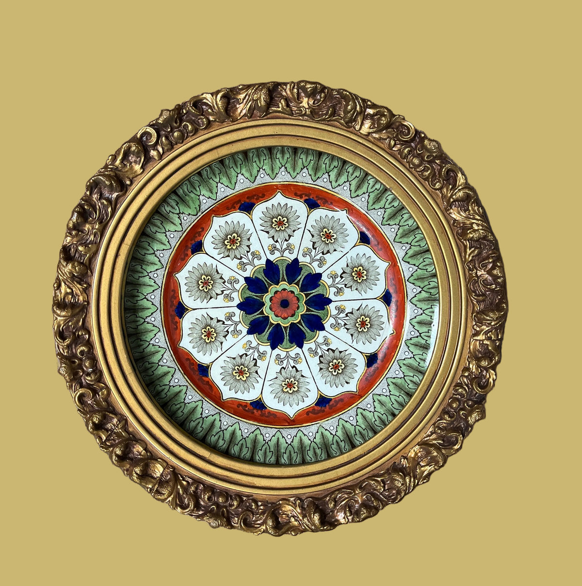 Antique Royal Doulton Cyprus Pattern Plate w/Gilded Frame