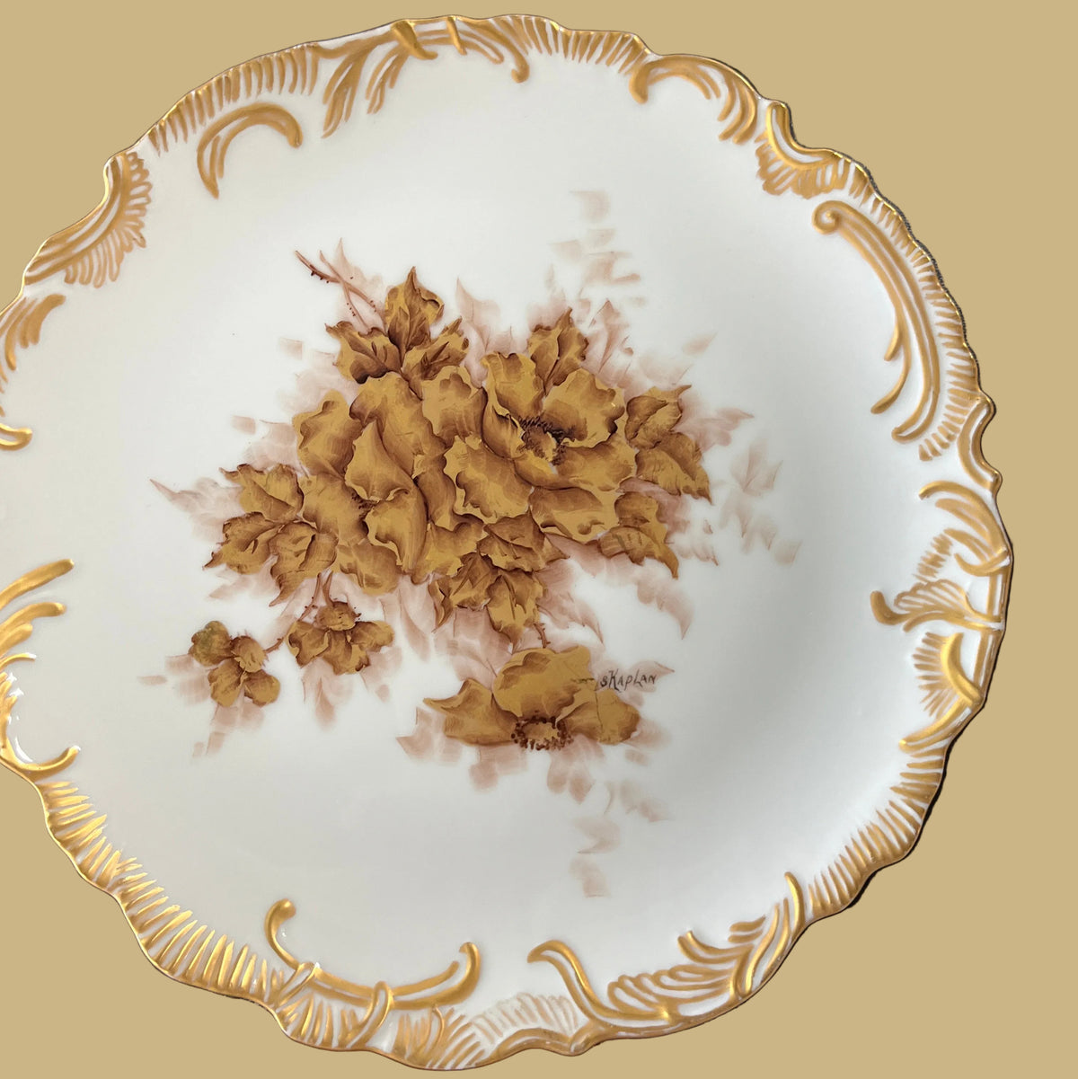 Artist-signed porcelain plate by Silvia Kaplan