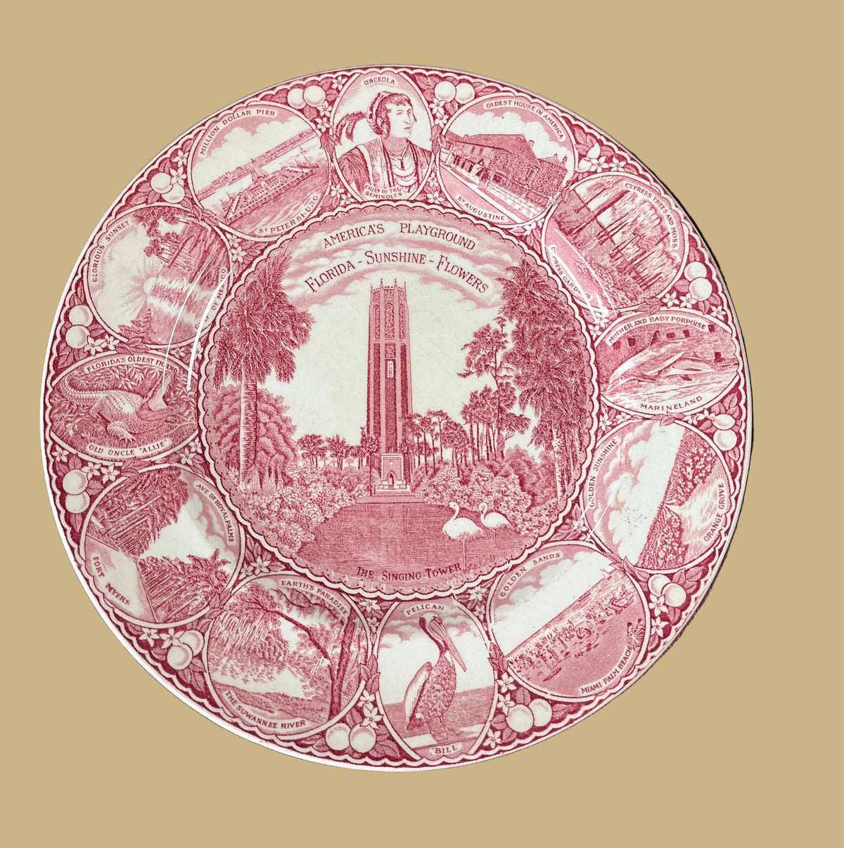 Singing Tower Adams Pottery Transferware Plate