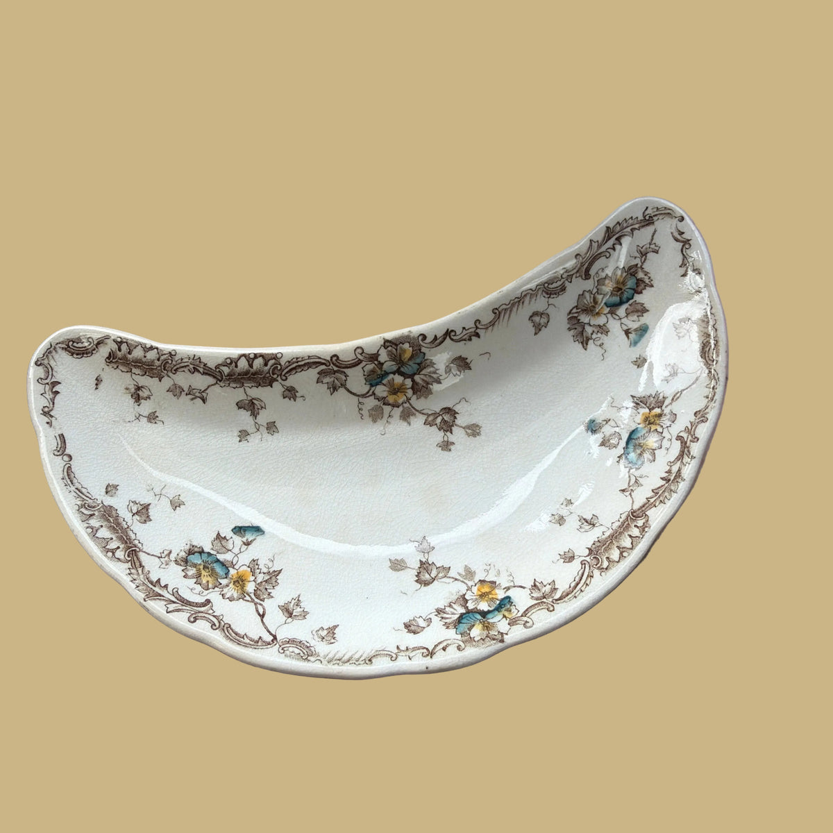T&R Boote English Bone Crescent Dish