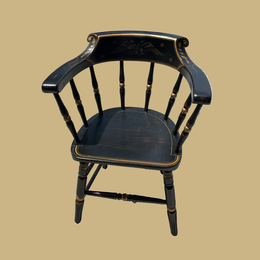 Black & Gold Stenciled Windsor Captain's Chair