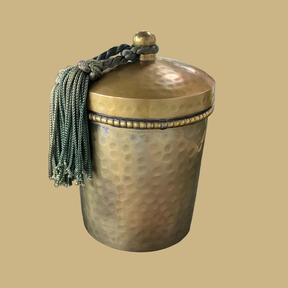 Hammered brass-like Jar & Lid