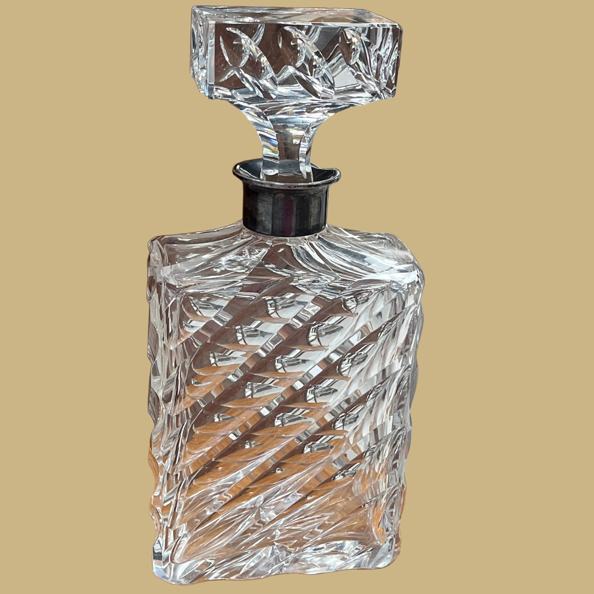 Crystal Decanter w/Silver Collar & Stopper