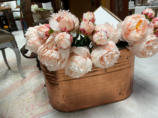 Antique Large Copper Planter/Tub with Wood Handles