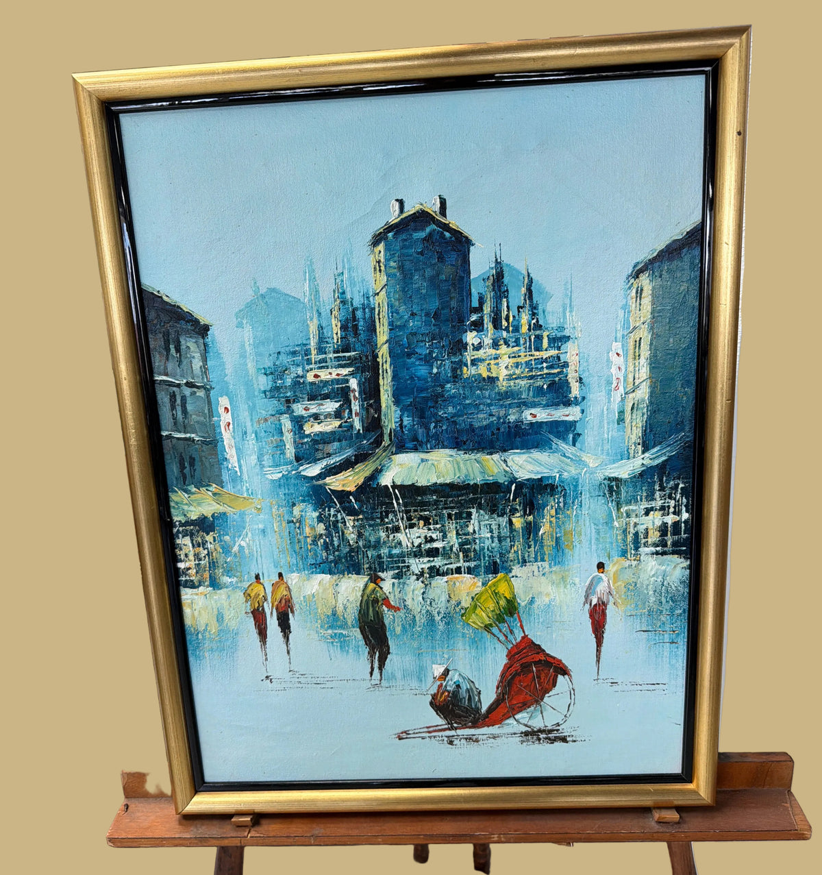 Original Oil Painting of an Asian Street Scene