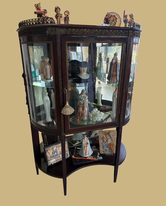 Mahogany Louis XVI Curved Vitrine w/ Ormolu Trim