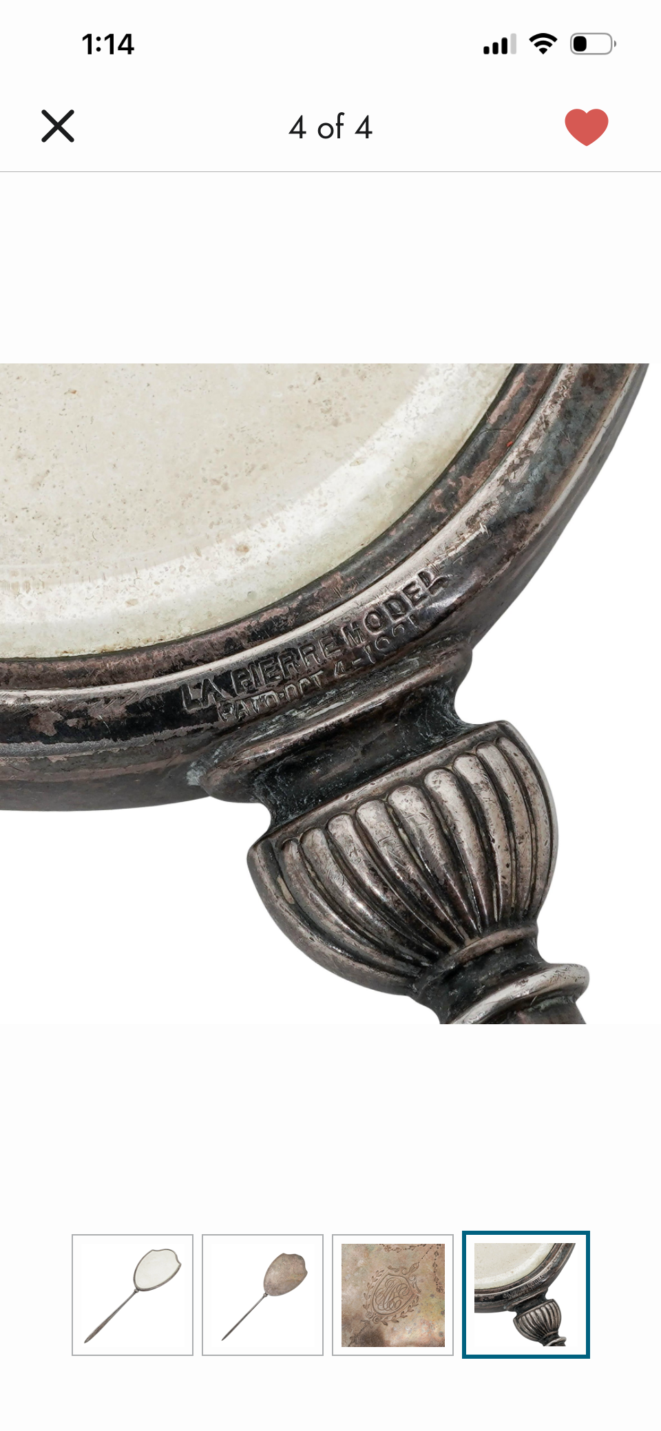 Art Nouveau Silver Plated Vanity Mirror