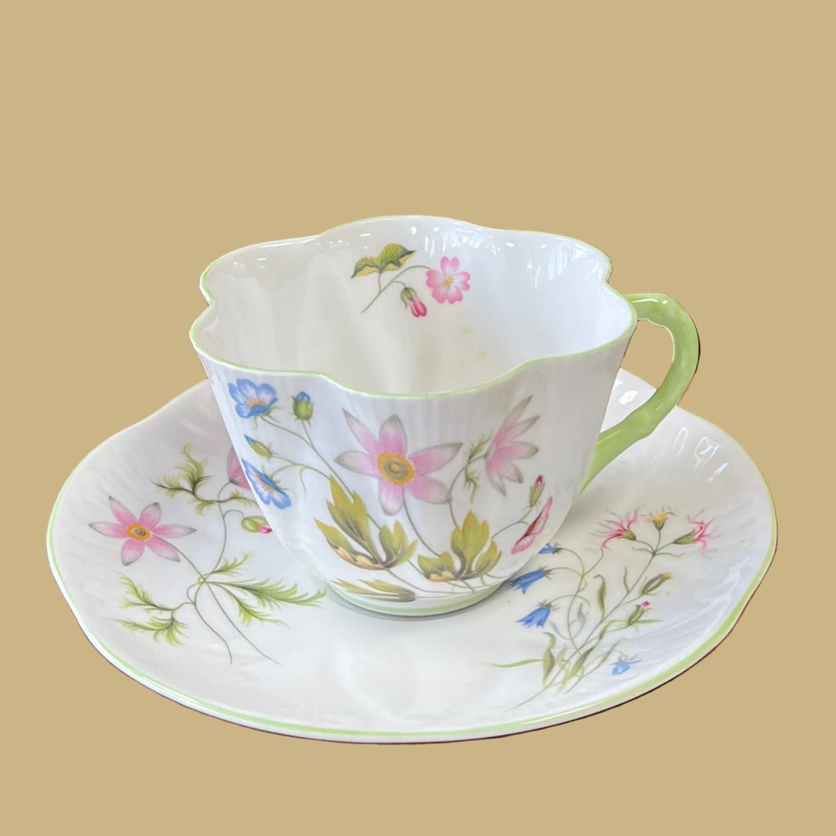 Vintage Shelley Wild Anemone Fine Bone China Teacup Set