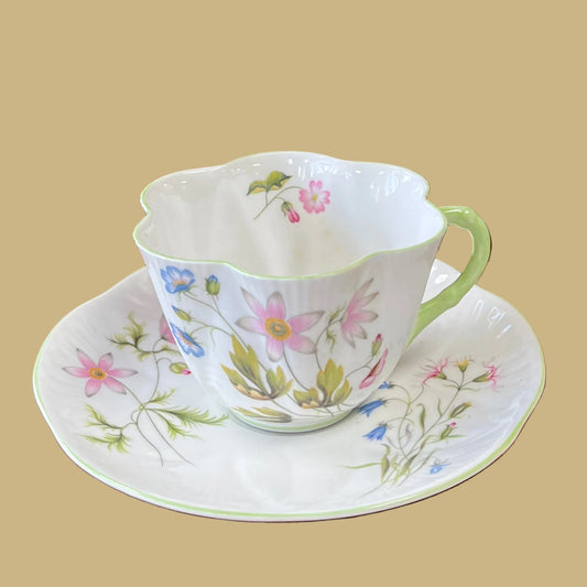 Vintage Shelley Wild Anemone Fine Bone China Teacup Set