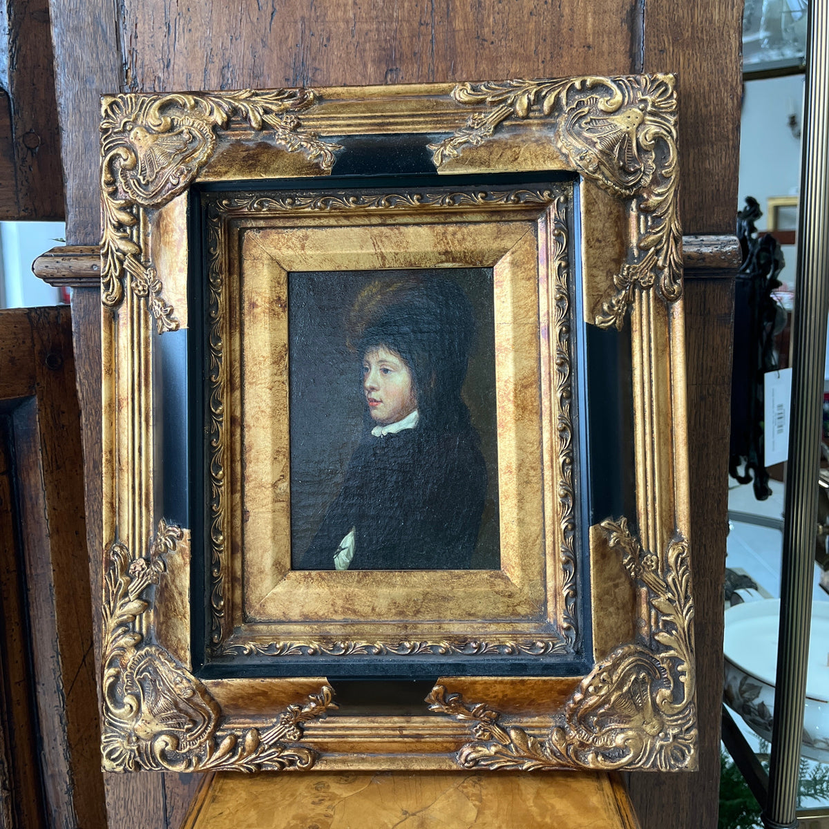 Framed Oil Painting in the style of "Portrait of a Boy aged 11" by Jacob van Oost the Elder