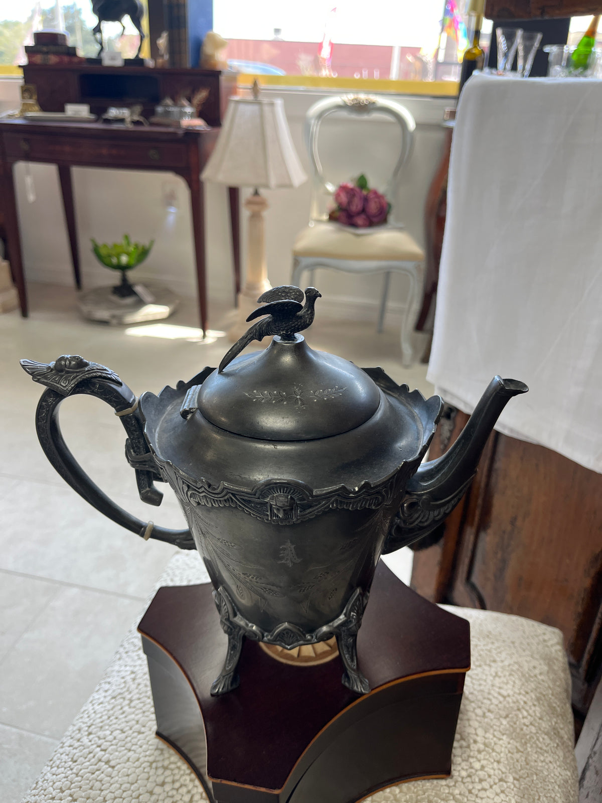 Antique Rogers Smith & Co. Victorian Coffee/Teapot w/Bird Finial