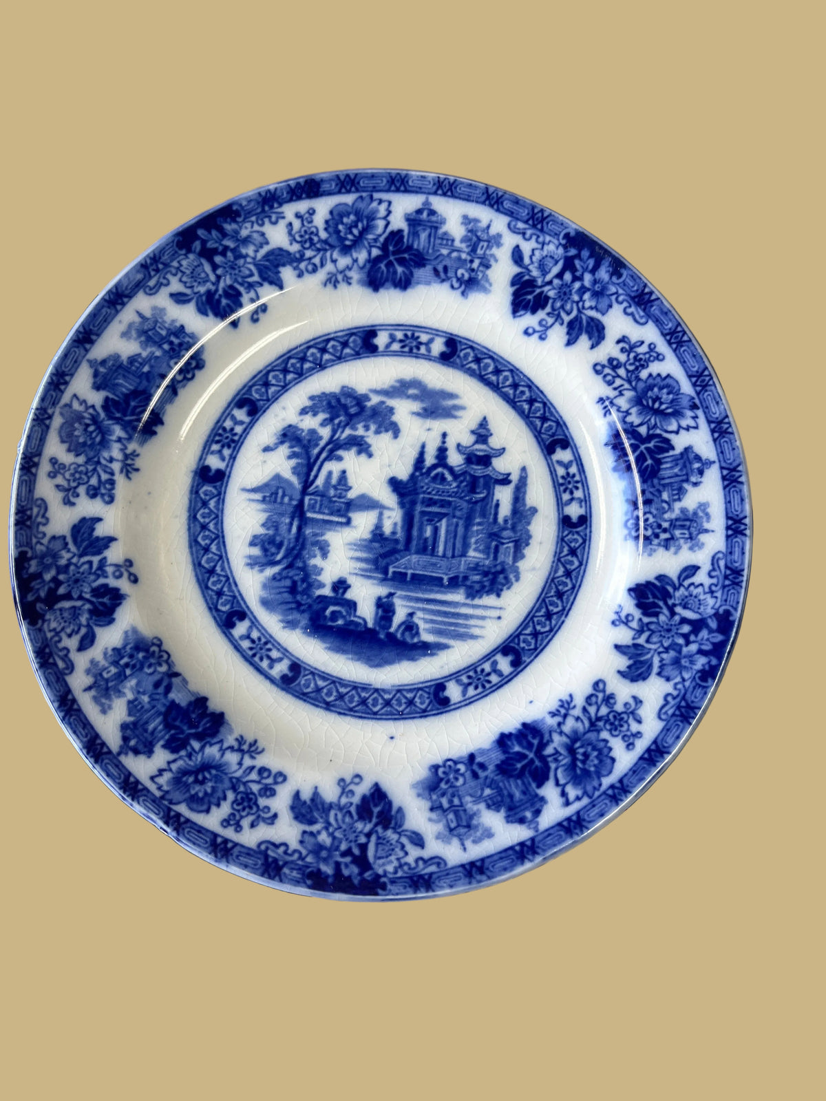 Antique 4pc Royal Doulton Madras Pattern Flow Blue Dessert Plates