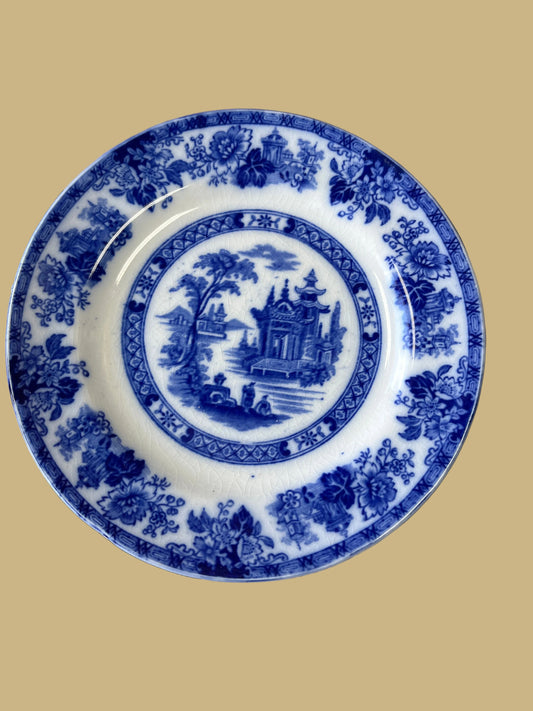 Antique 4pc Royal Doulton Madras Pattern Flow Blue Dessert Plates