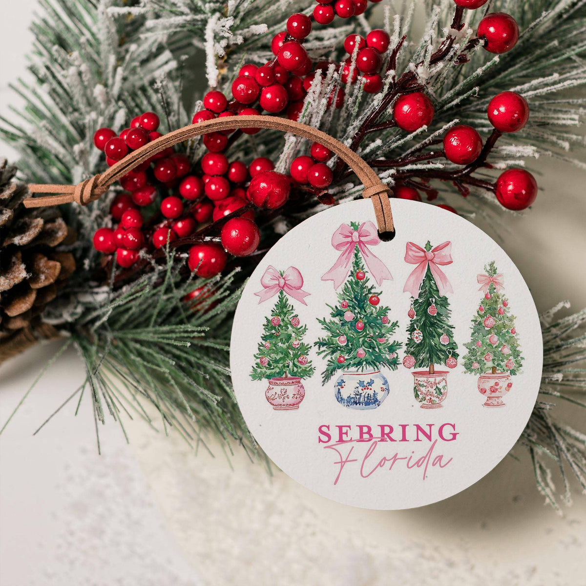 4" Round Ornament-Blush & Baubles Sebring Florida: White/Regular