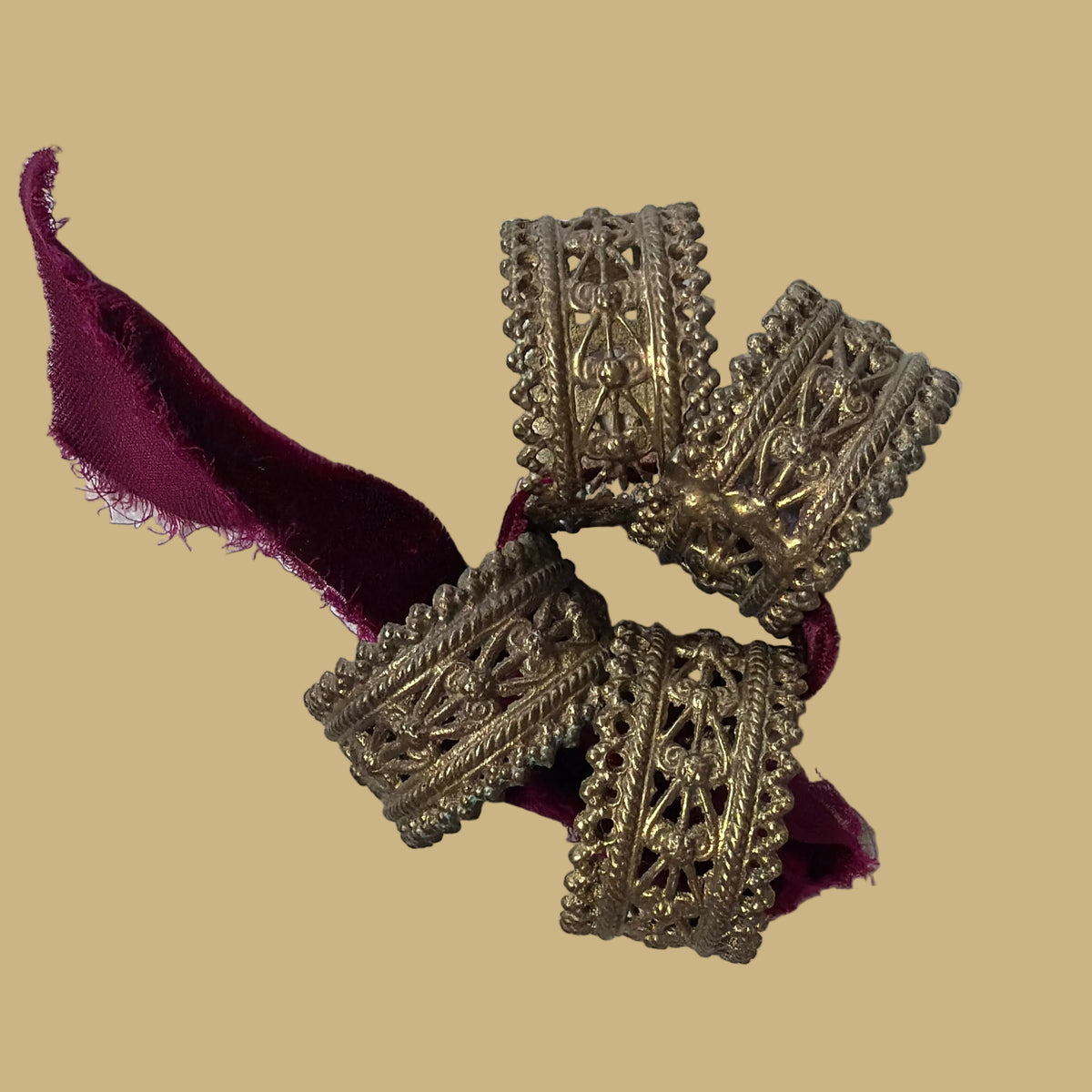 Brass Napkin Ring Holders, Set of 4