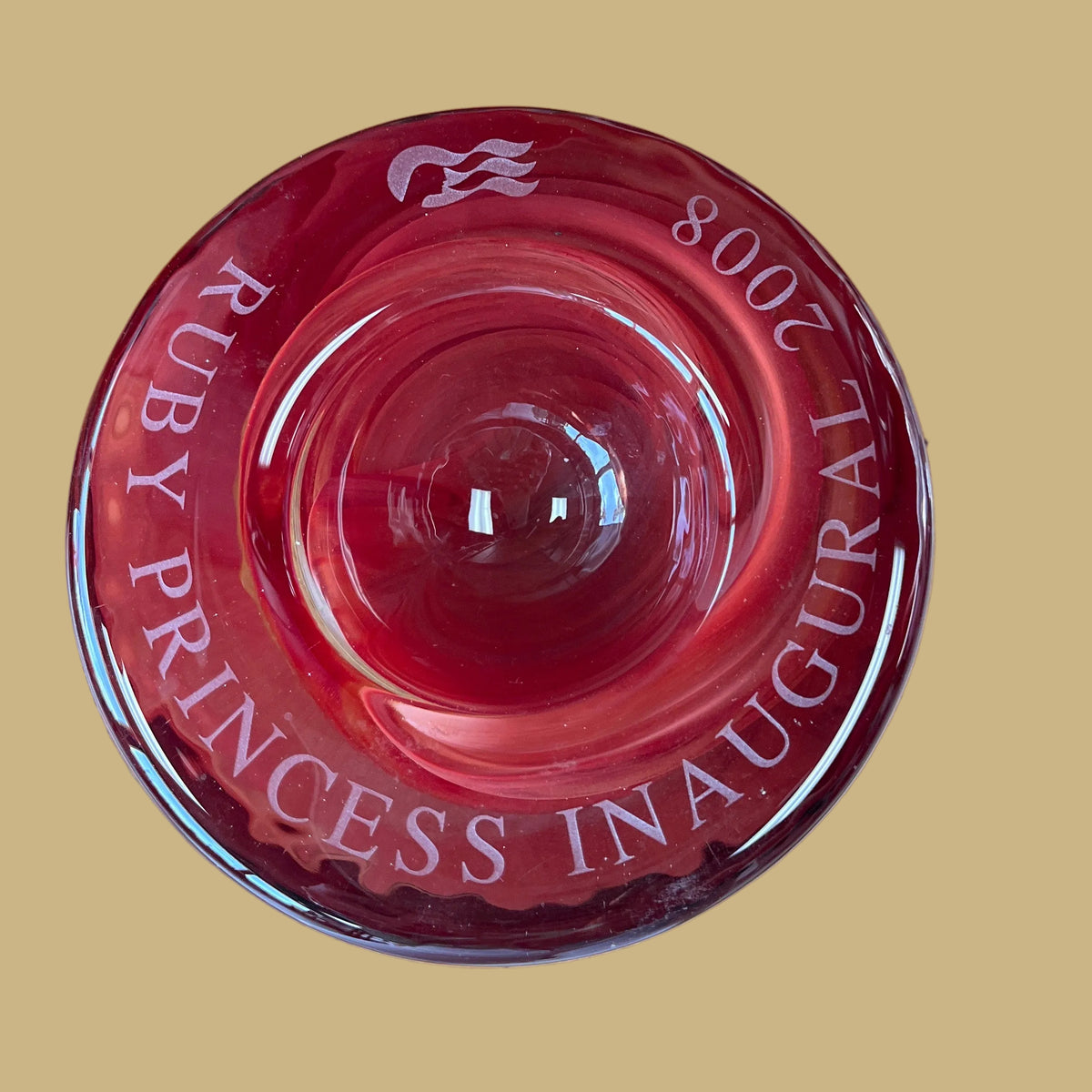 Kosta Boda Ruby Princess Inaugural 2008 art glass votive holderk