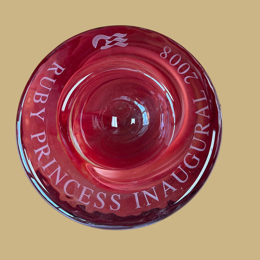 Kosta Boda Ruby Princess Inaugural 2008 art glass votive holderk