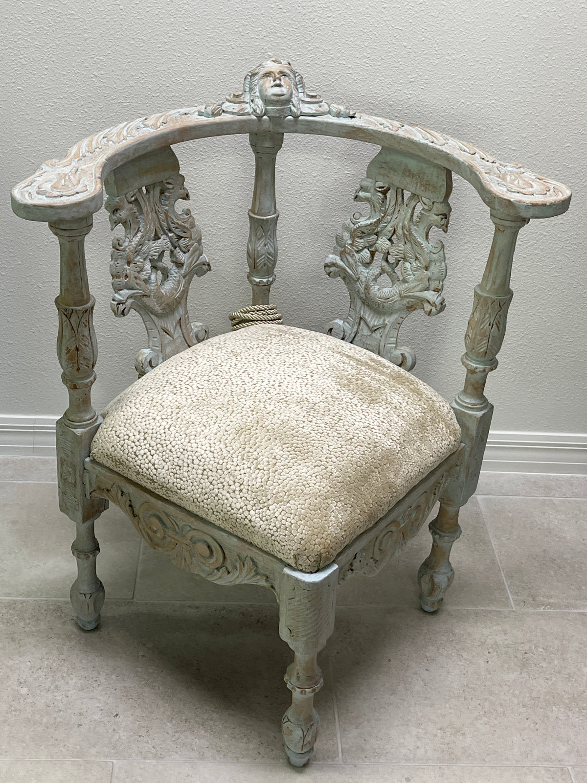 Antique Italian Carved Corner Chair
