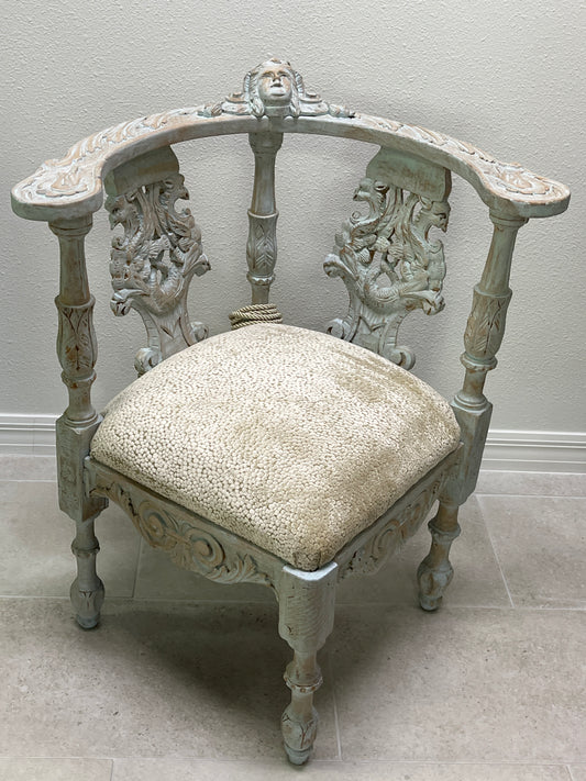 Antique Italian Carved Corner Chair