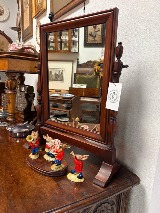 19th-Century Victorian Mahogany Tabletop Swivel Shaving Mirror