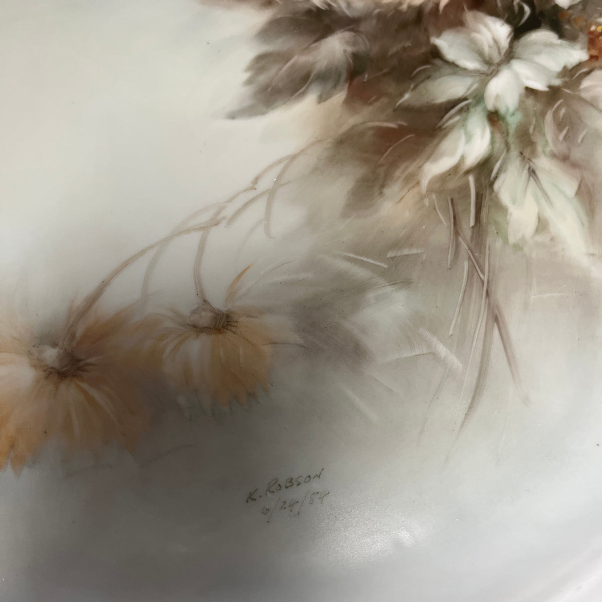 Limoges Hand Painted Double Handle Tray, Signed & Dated