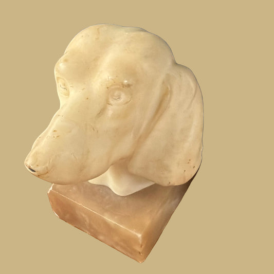 Alabaster Hounds Bookend Pair