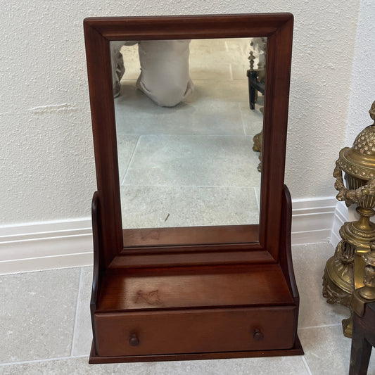 Mid-20th Century Colonial Revival Tabletop Shaving Mirror w/Single Drawer