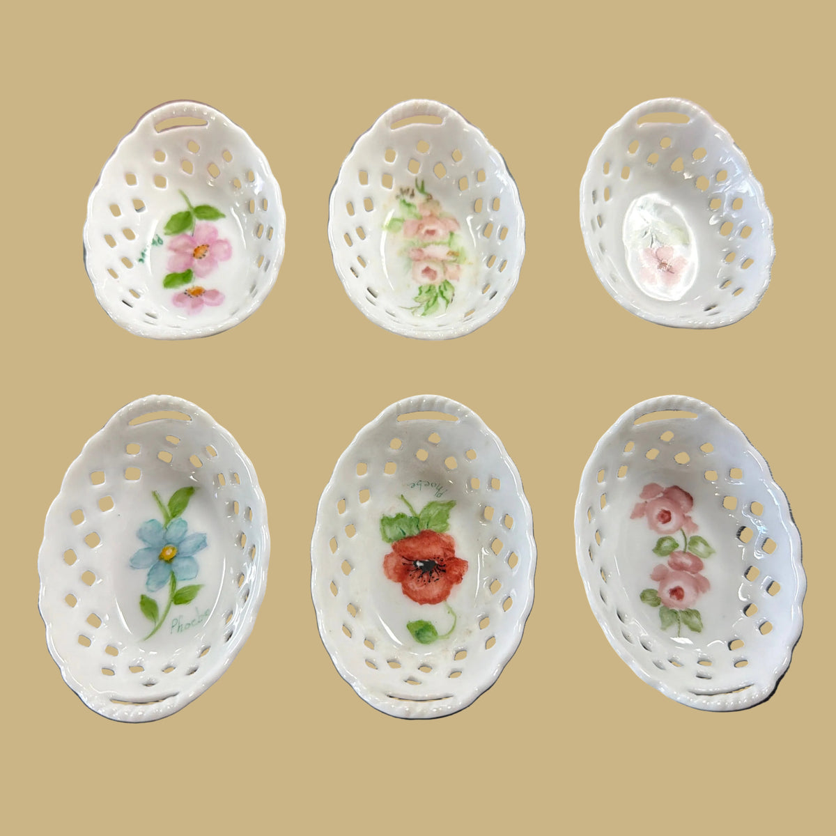 Miniature Reticulated Porcelain Baskets
