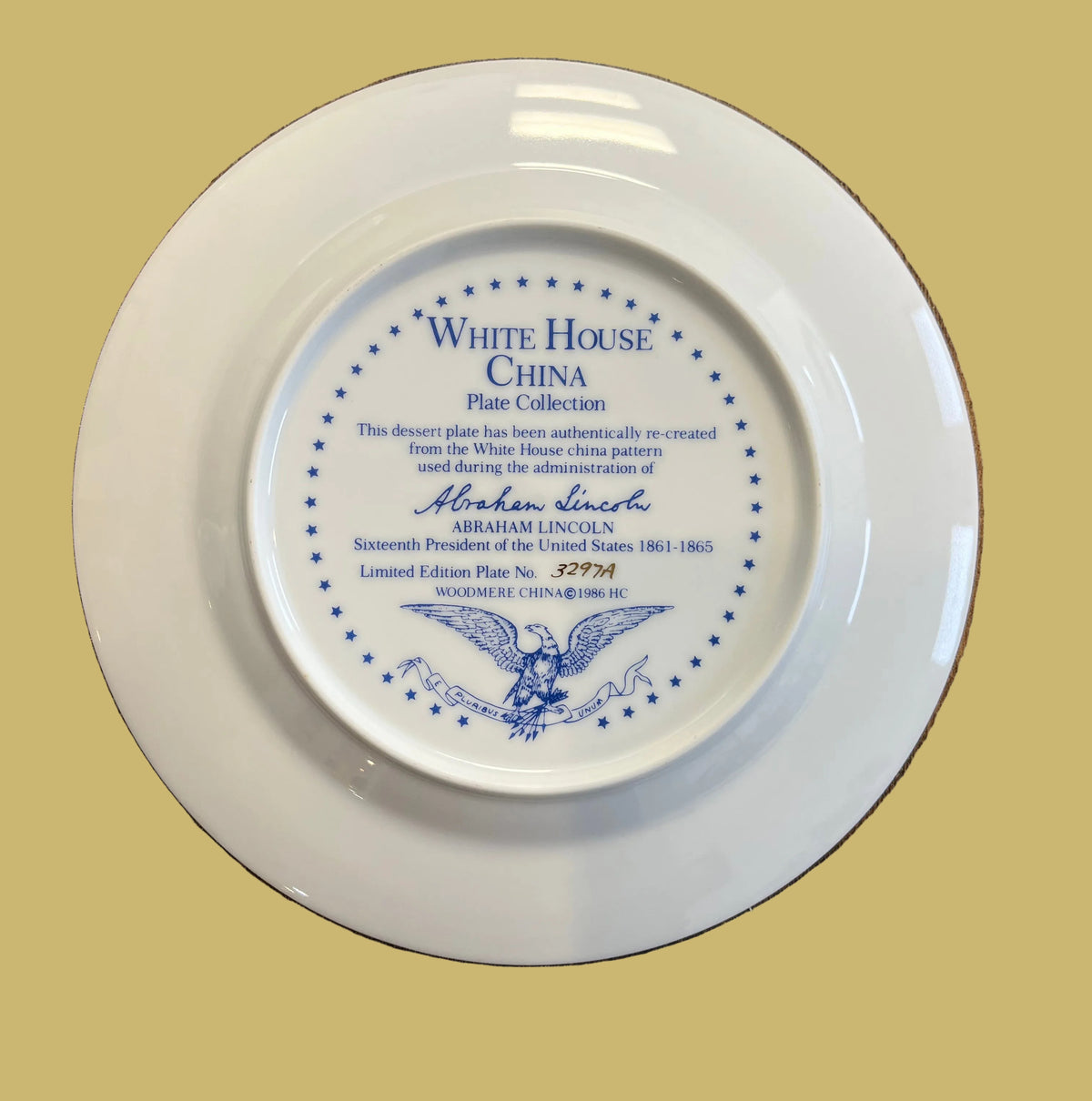 Vintage White House Plate Collection Abraham Lincoln 16th President