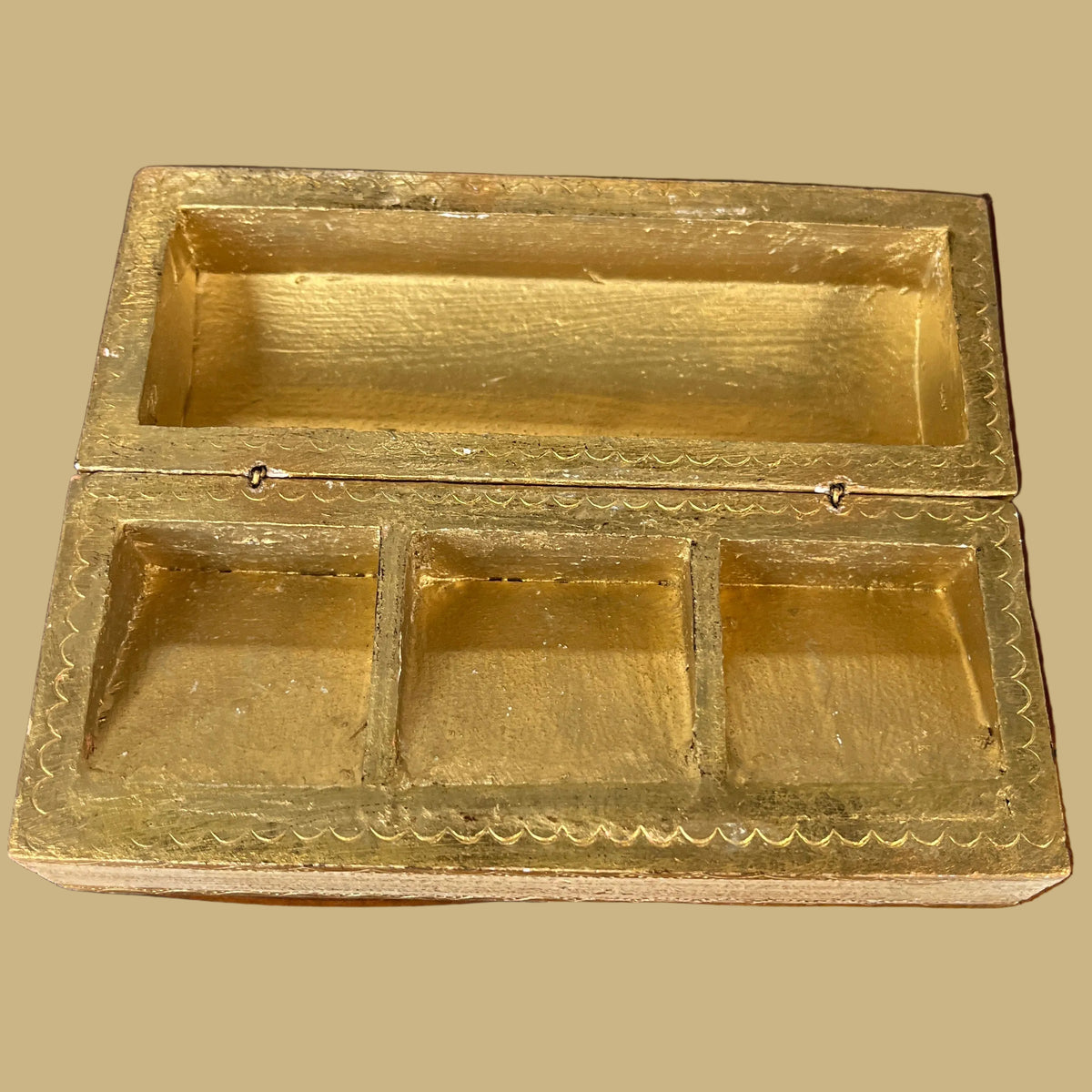 Vintage Florentia Italy Wooden Stamp Trinket Box