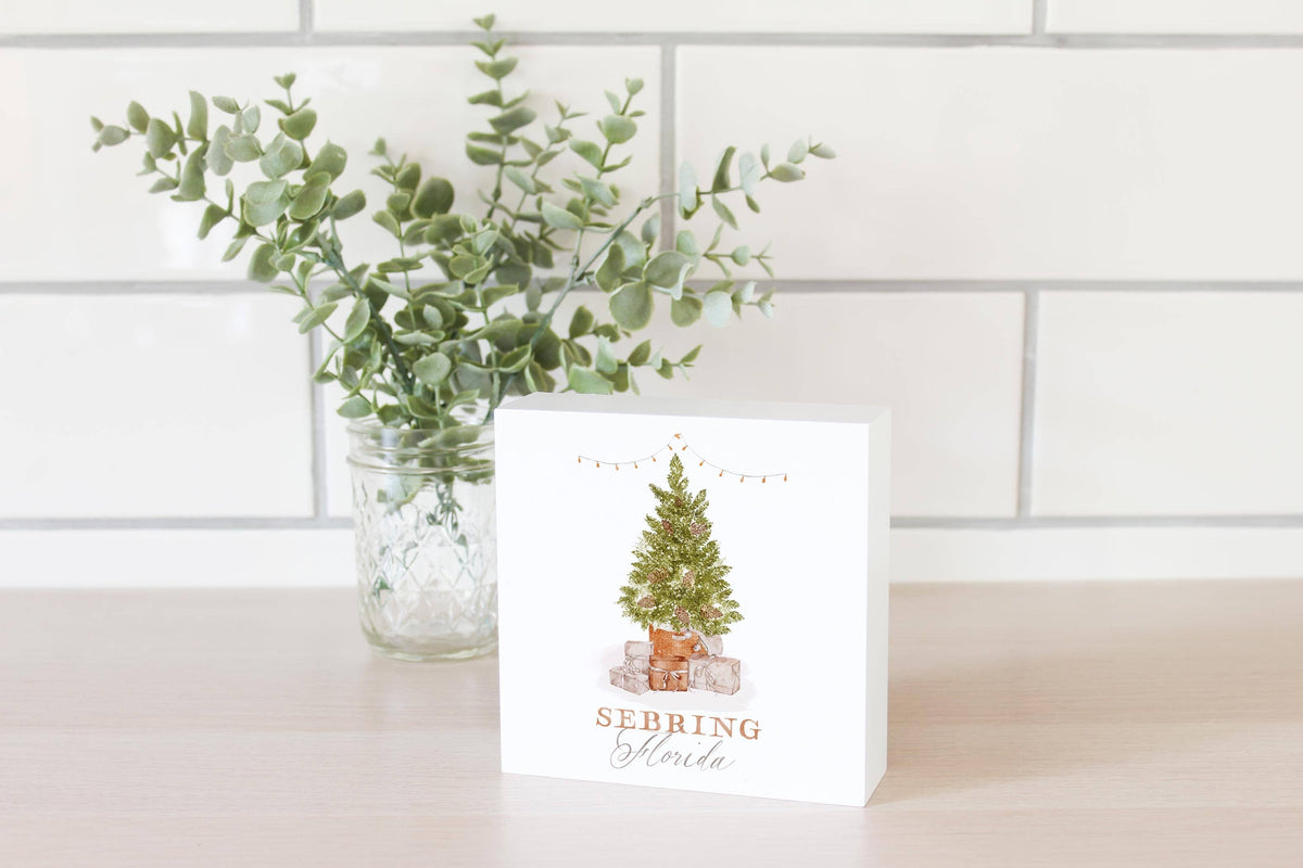 5x5 Wood Block-Cottage Tree Sebring Florida: White/Regular
