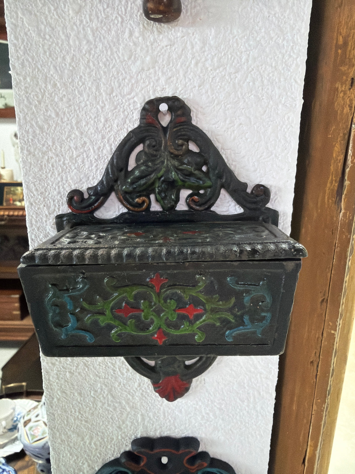 Vintage Wilton Painted Cast Iron Wall-mounted Matchstick Holder