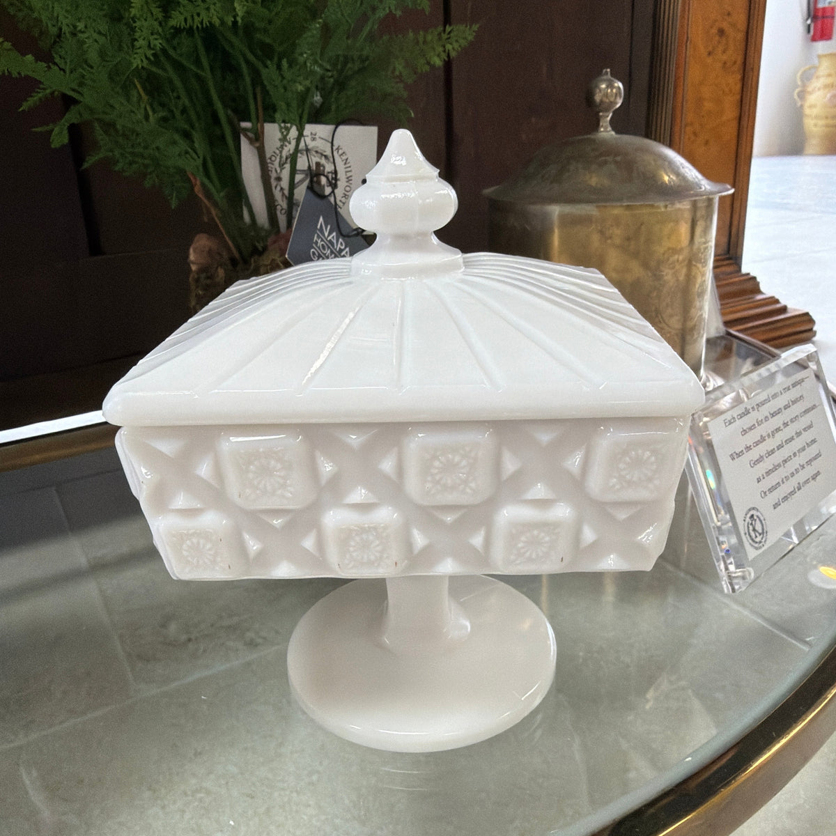 Milk Glass Pedestal Candle