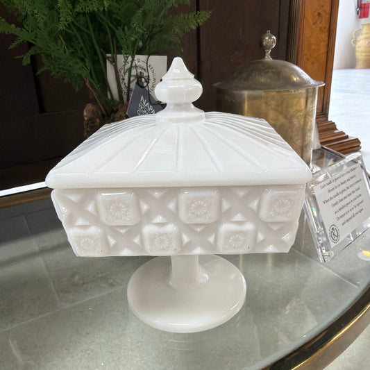 Milk Glass Pedestal Candle